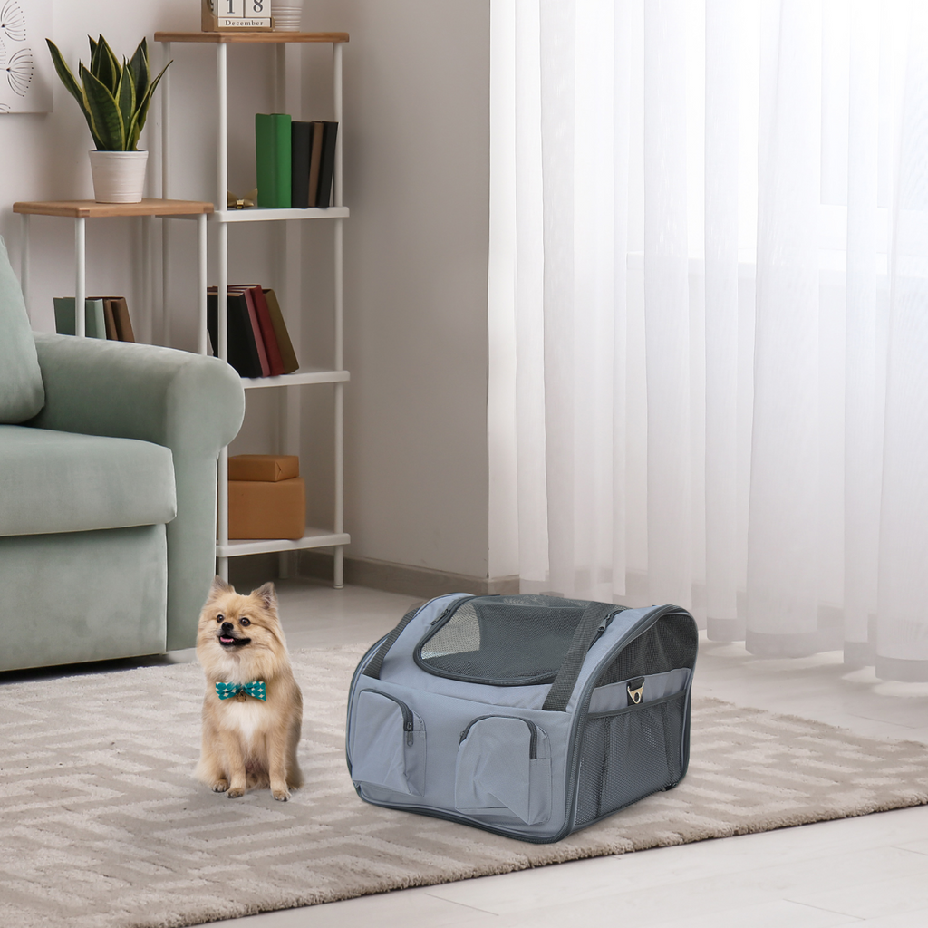 Foldable Pet Carrier Bag for Cats/Dogs - Portable Travel Cage with Mesh Top