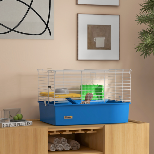 Blue Small Animal Cage & Playhouse for Rabbits and Guinea Pigs