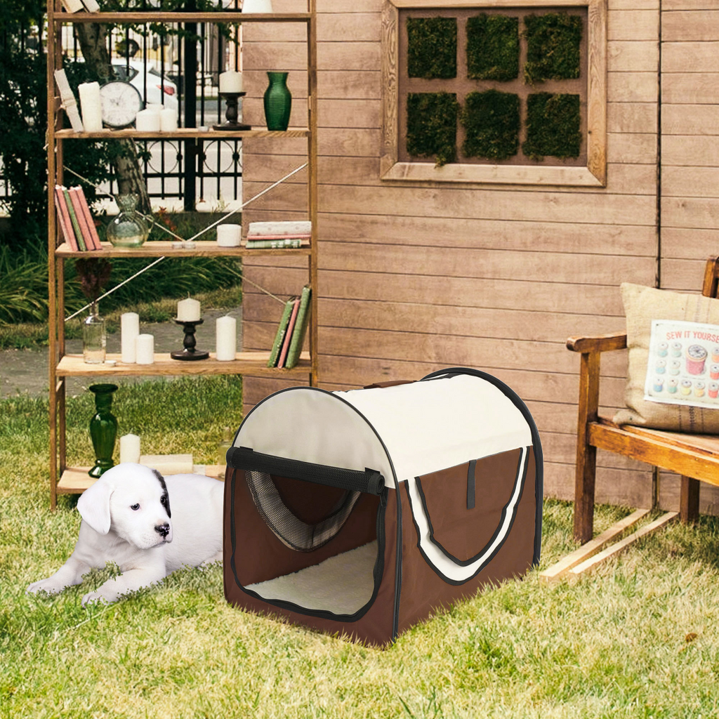 Foldable Mesh Pet Crate Carrier for Small Dogs/Cats, Ground-Anchored 600D
