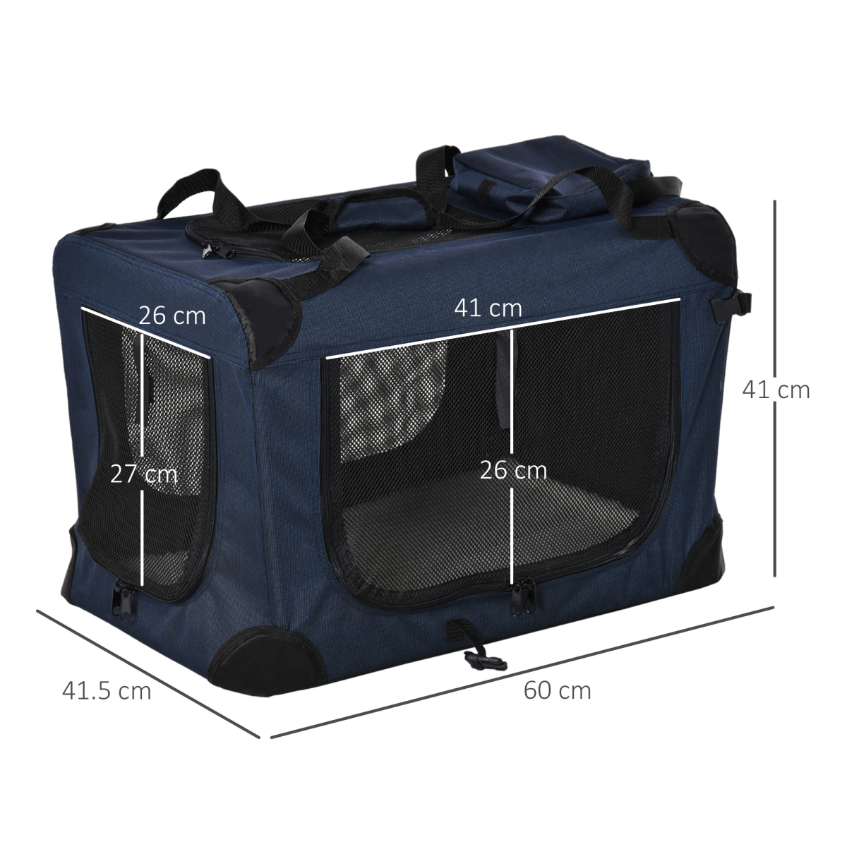 60cm Folding Pet Carrier Bag with Cushion - Portable Cat & Small Dog Cage