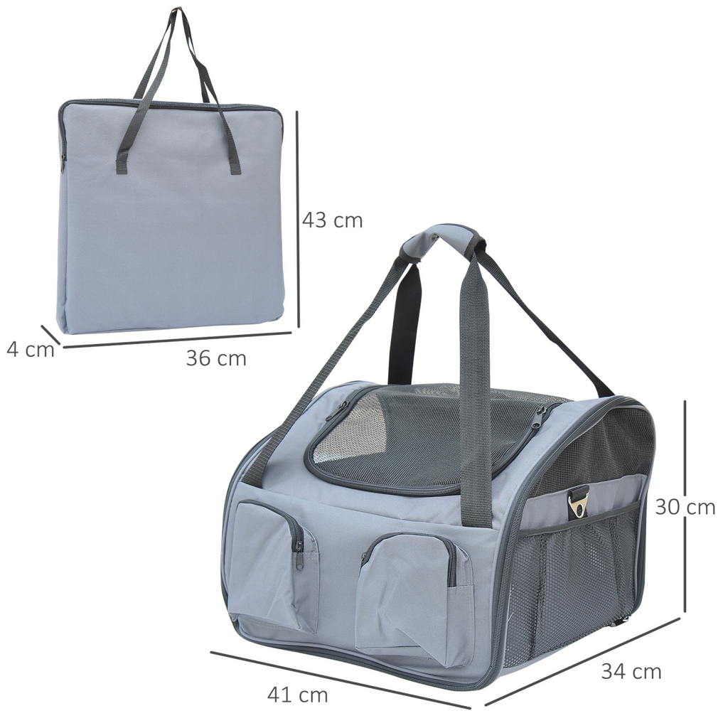 Foldable Pet Carrier Bag for Cats/Dogs - Portable Travel Cage with Mesh Top