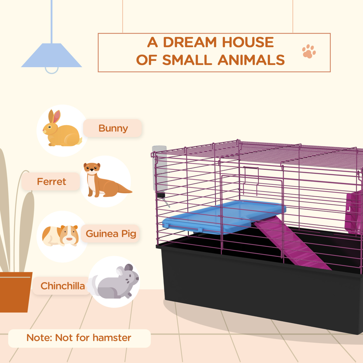 Small Animal Cage & Playhouse for Rabbits & Guinea Pigs