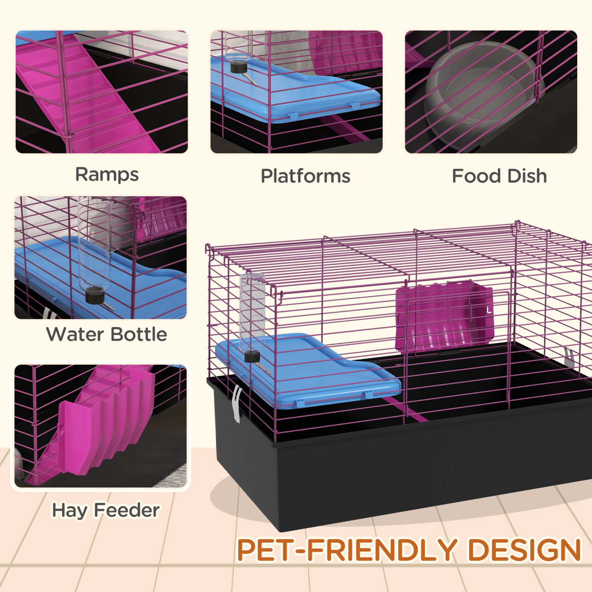 Small Animal Cage & Playhouse for Rabbits & Guinea Pigs