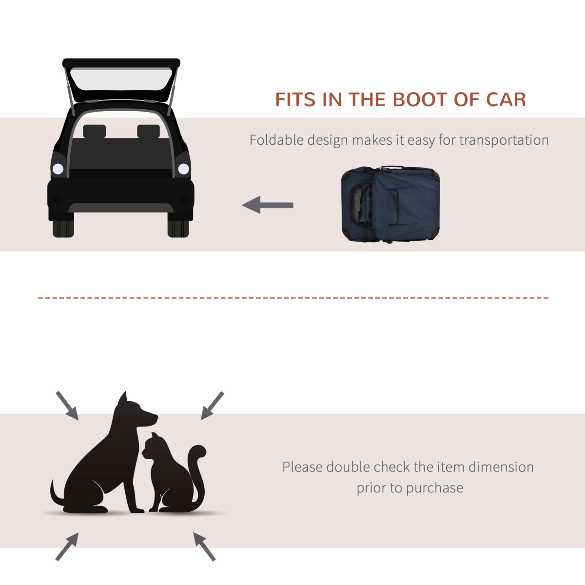 60cm Folding Pet Carrier Bag with Cushion - Portable Cat & Small Dog Cage