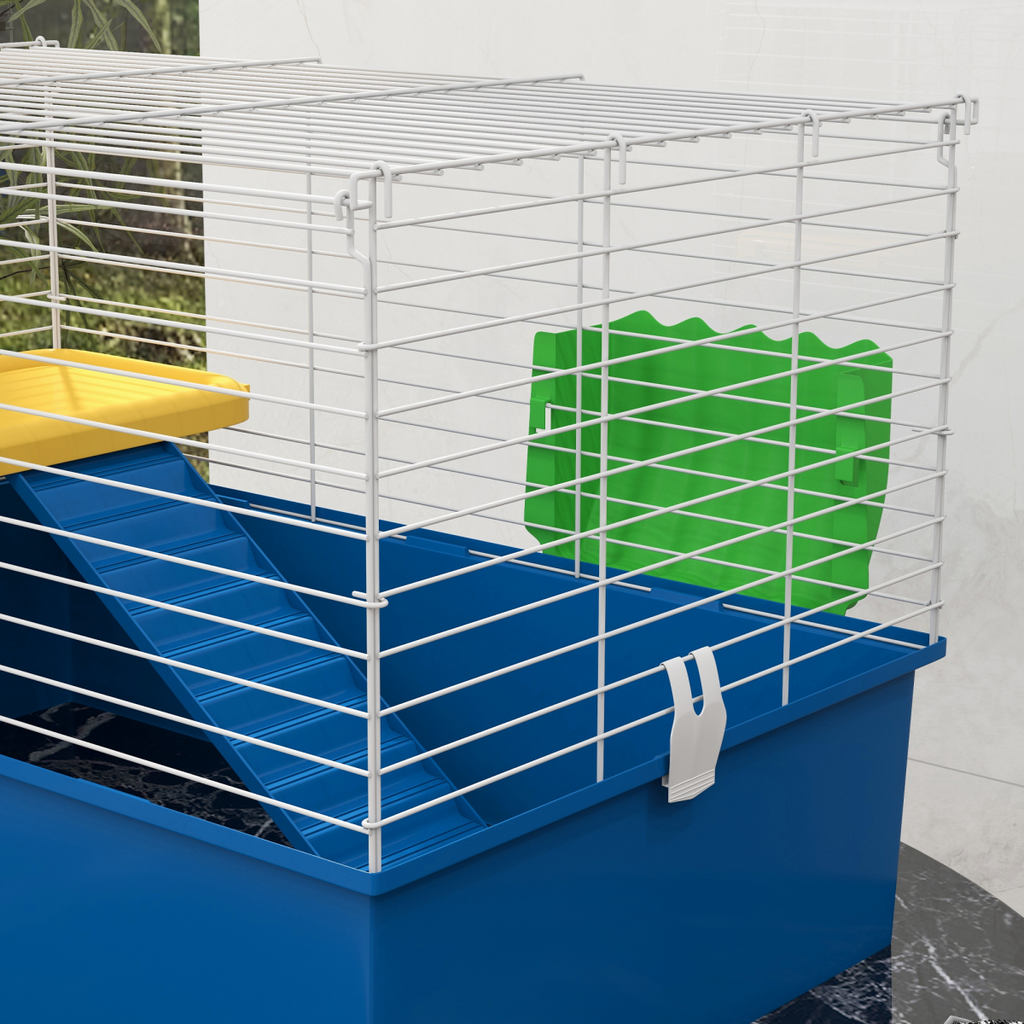 Blue Small Animal Cage & Playhouse for Rabbits and Guinea Pigs