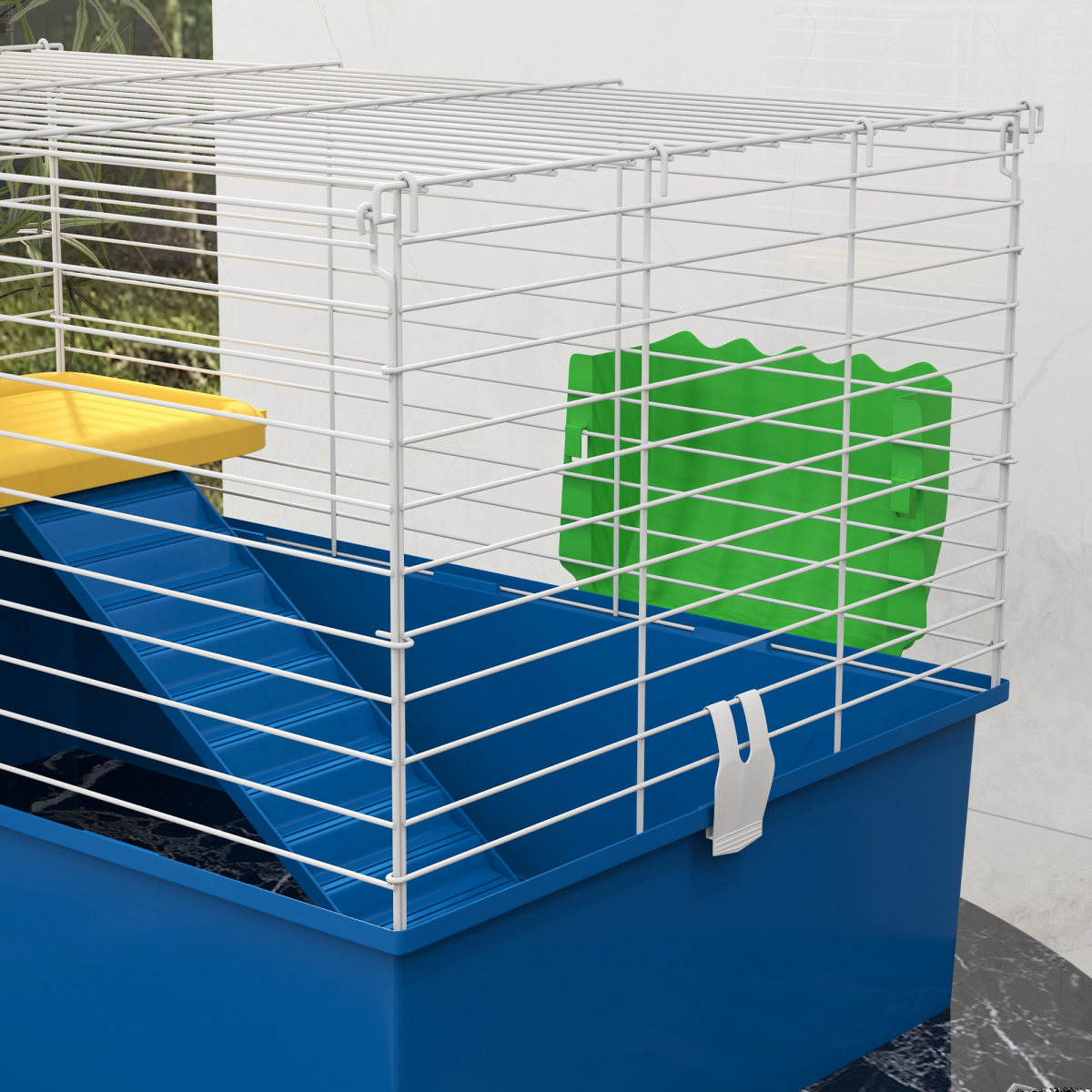 Blue Small Animal Cage & Playhouse for Rabbits and Guinea Pigs