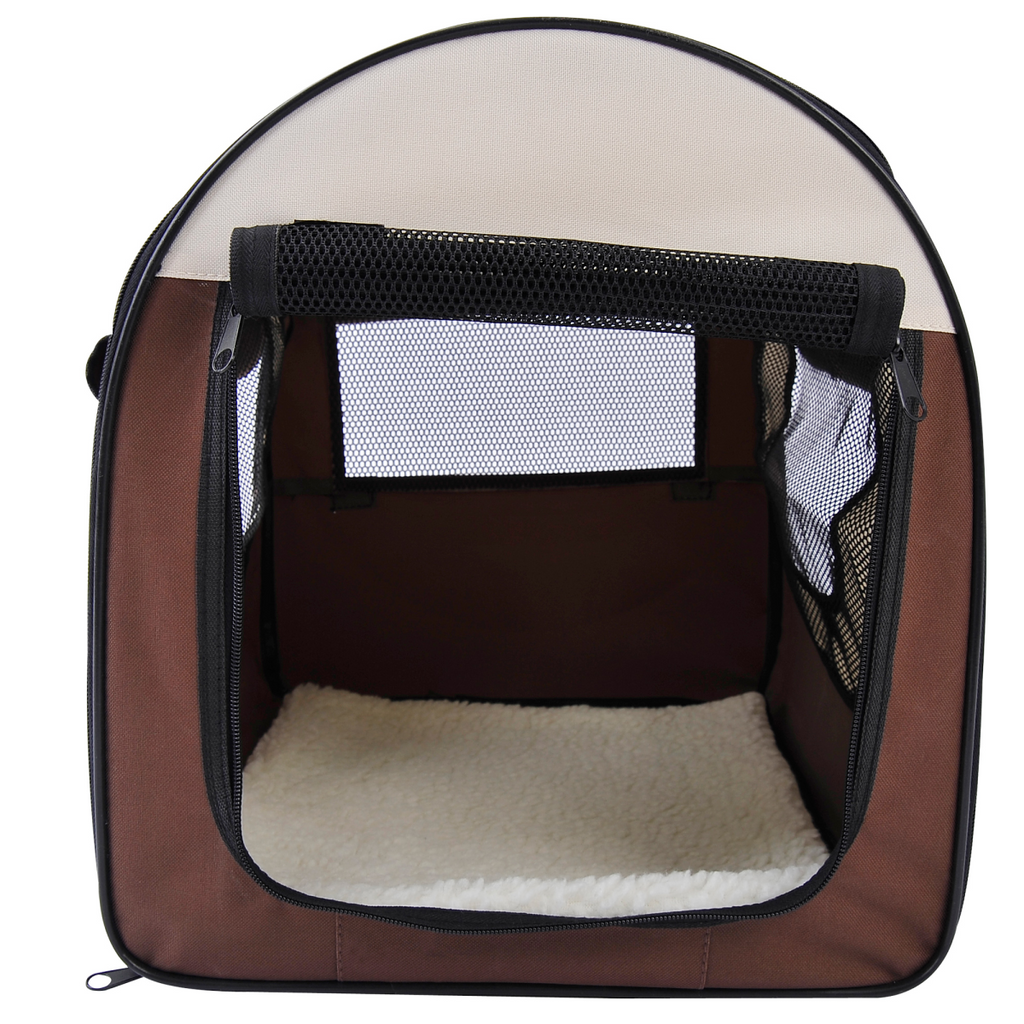 Foldable Mesh Pet Crate Carrier for Small Dogs/Cats, Ground-Anchored 600D