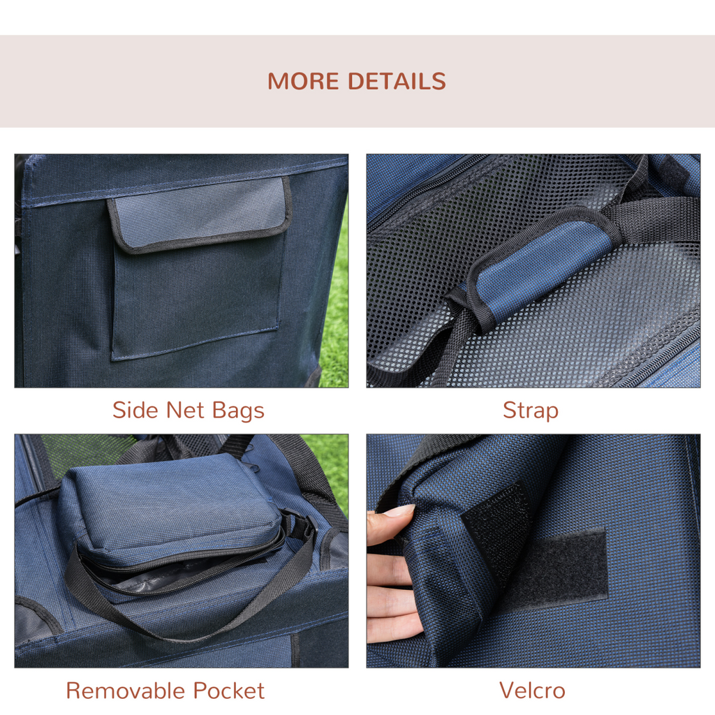 60cm Folding Pet Carrier Bag with Cushion - Portable Cat & Small Dog Cage