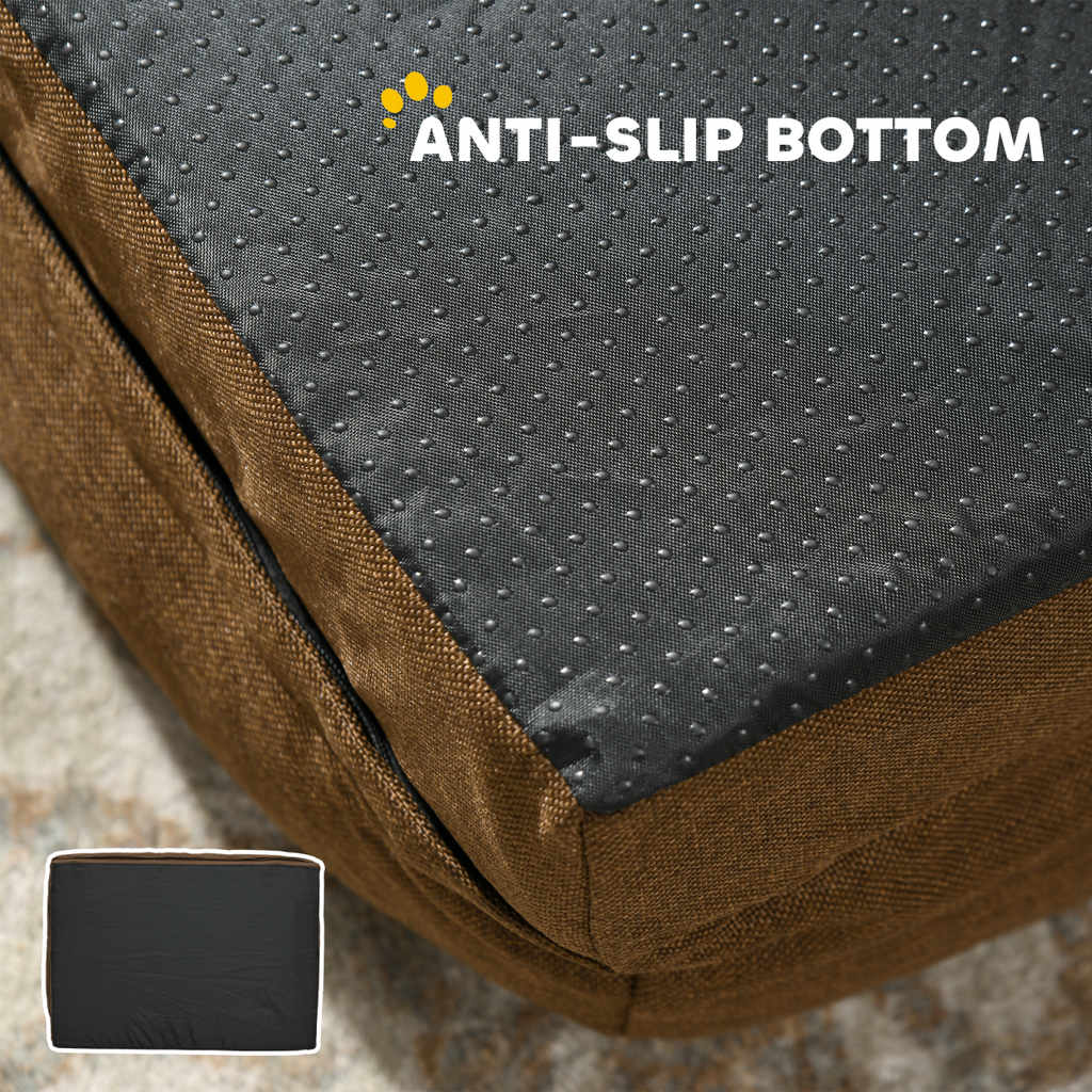 Calming Dog Bed for Large Dogs - Plush 7cm Padding, Non-Slip, Brown
