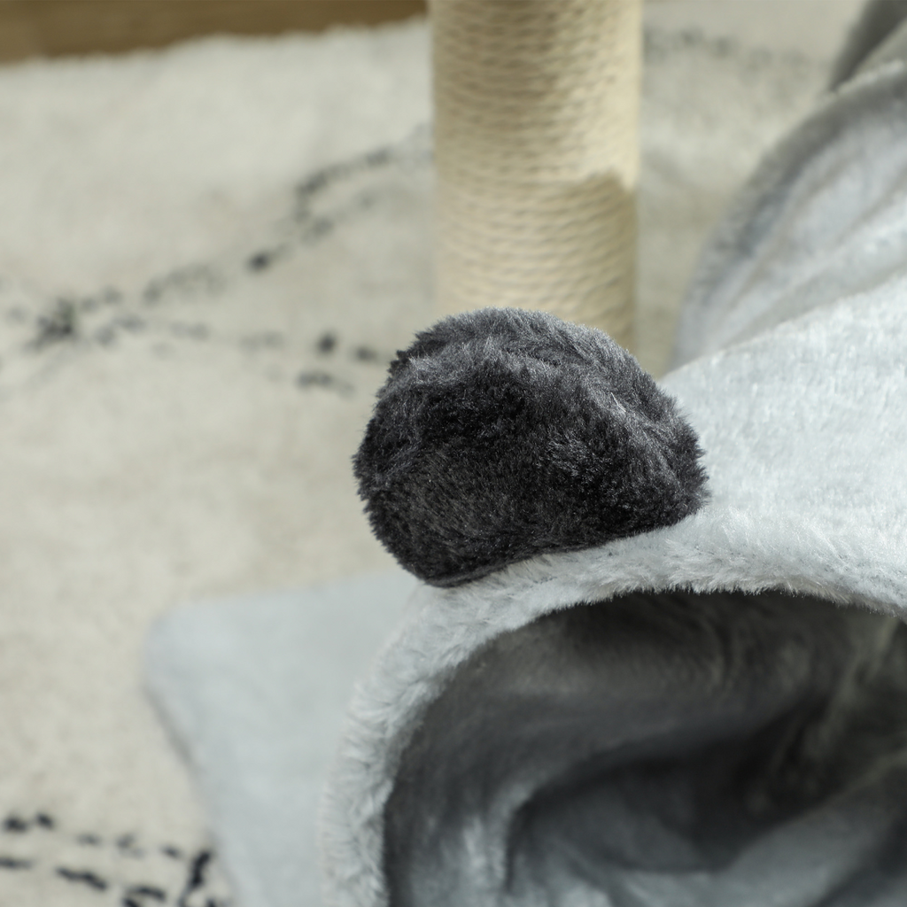 Cat Activity Tree with Scratching Post, Bed, Tunnel & Ball - Grey