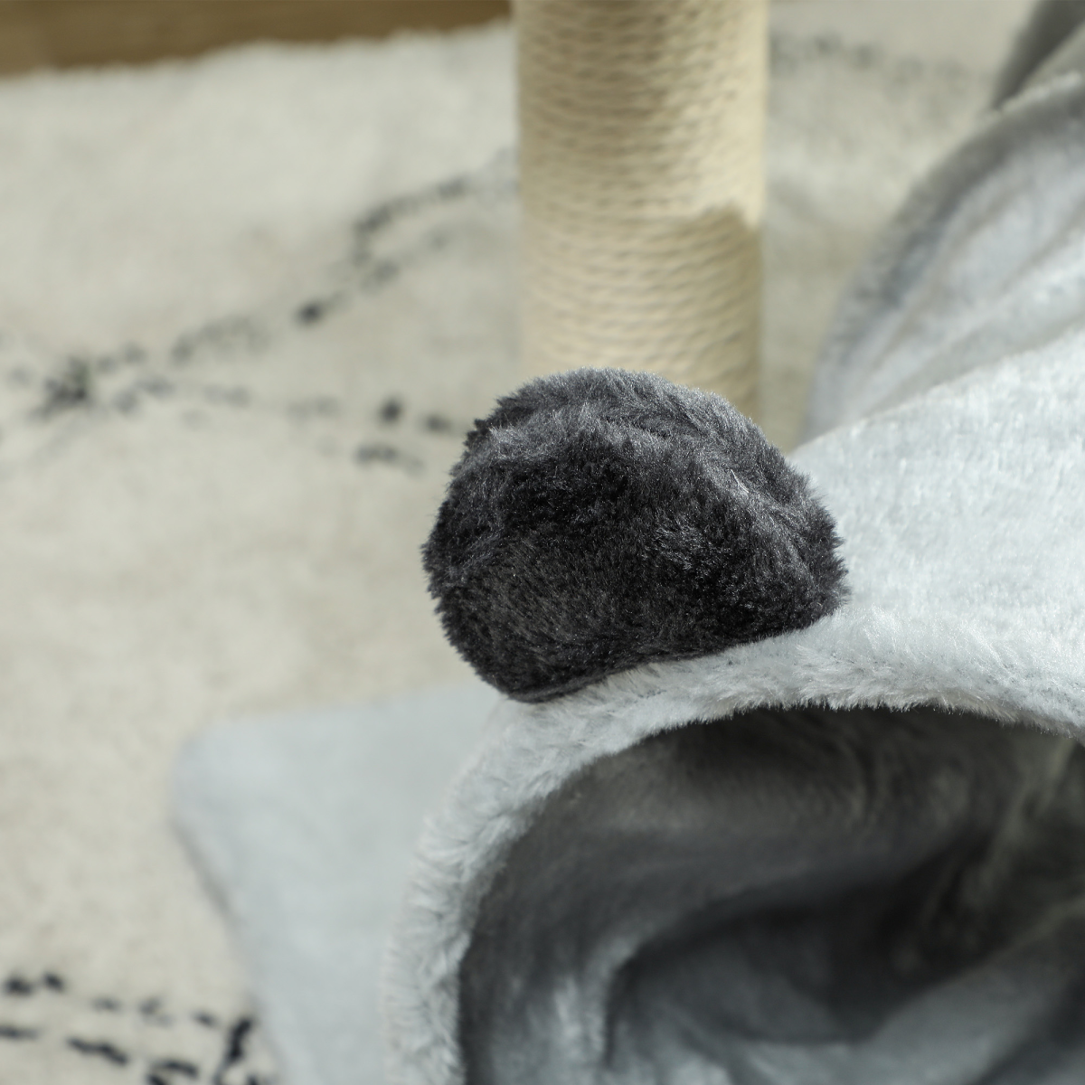 Cat Activity Tree with Scratching Post, Bed, Tunnel & Ball - Grey
