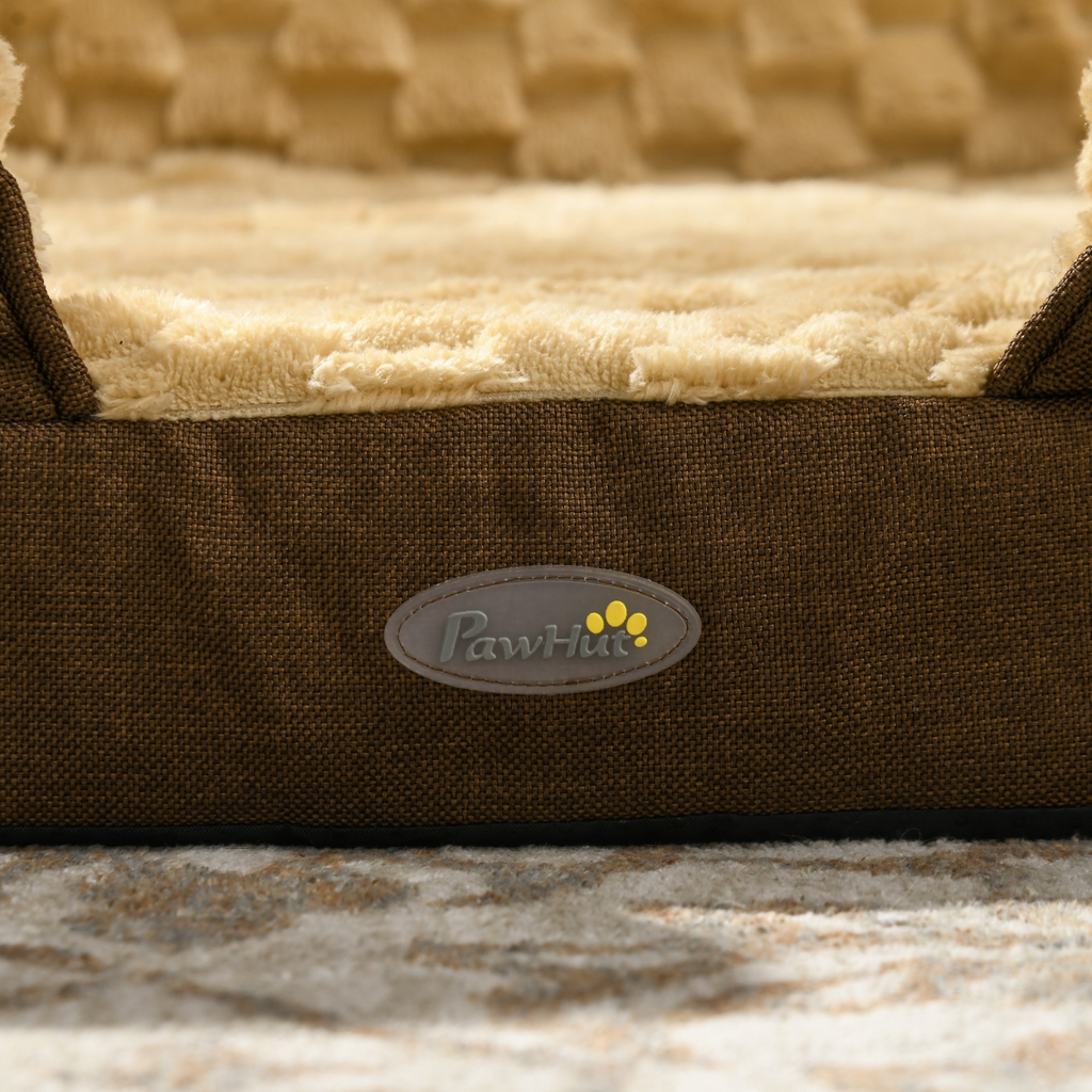 Calming Dog Bed for Large Dogs - Plush 7cm Padding, Non-Slip, Brown