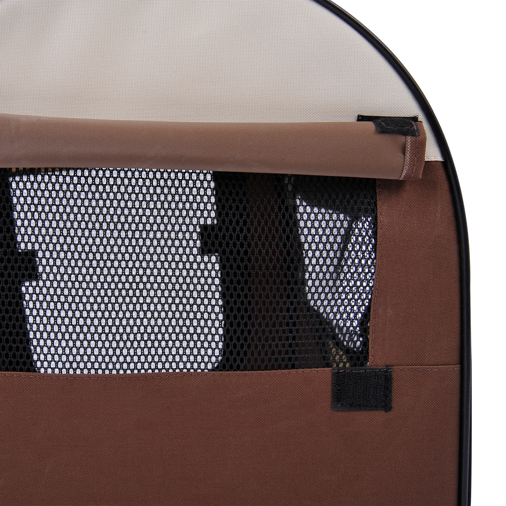 Foldable Mesh Pet Crate Carrier for Small Dogs/Cats, Ground-Anchored 600D
