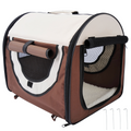 Foldable Mesh Pet Crate Carrier for Small Dogs/Cats, Ground-Anchored 600D